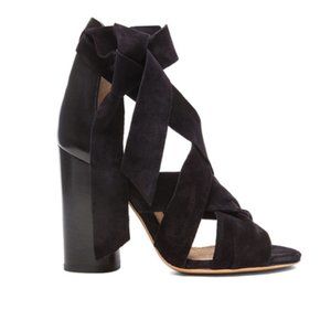 Isabel Marant Amelia Wrap Leather Heels in Black